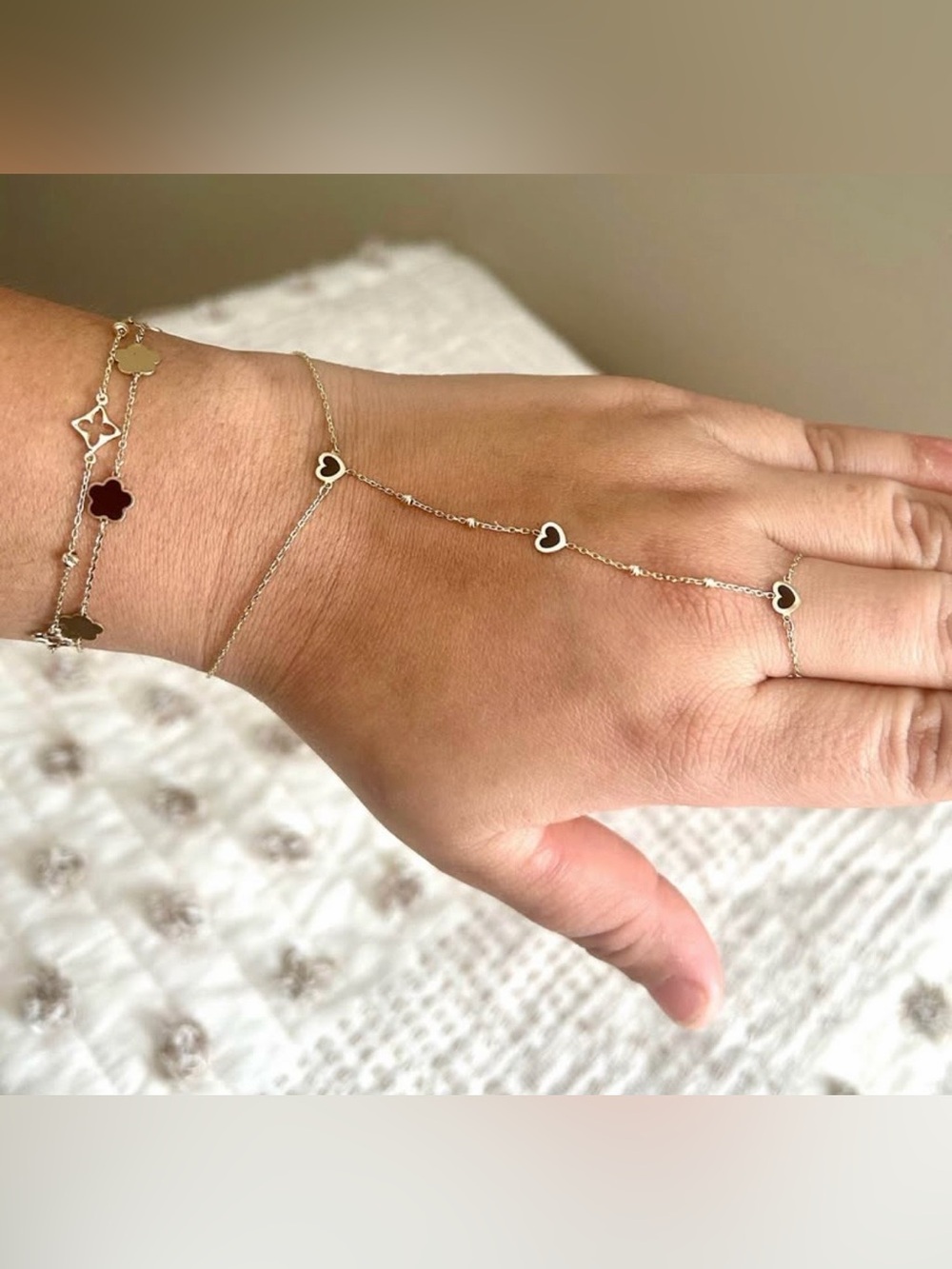 14k Heart Handchain bracelet